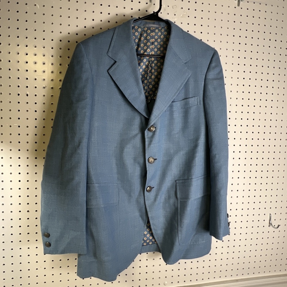 H. Freeman & Son Mens Blue Long Sleeve Notch Lapel Three-Button Blazer Size 41